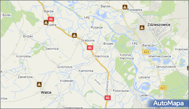 mapa Mechnica, Mechnica na mapie Targeo