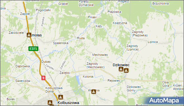 mapa Mechowiec, Mechowiec na mapie Targeo