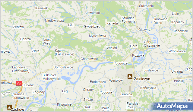 mapa Melsztyn, Melsztyn na mapie Targeo