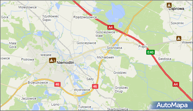 mapa Michałówek gmina Niemodlin, Michałówek gmina Niemodlin na mapie Targeo