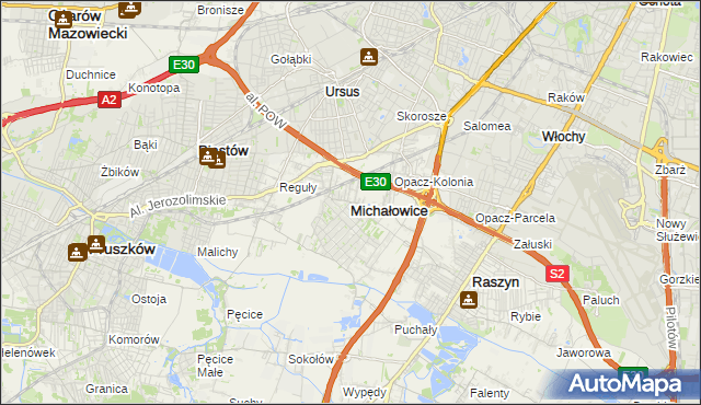 mapa Michałowice powiat pruszkowski, Michałowice powiat pruszkowski na mapie Targeo