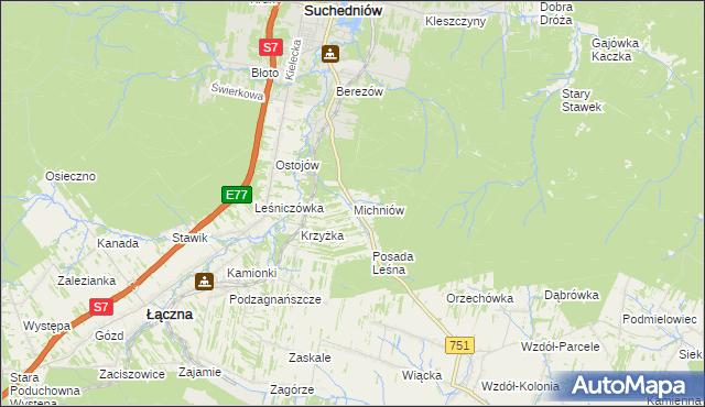 mapa Michniów, Michniów na mapie Targeo