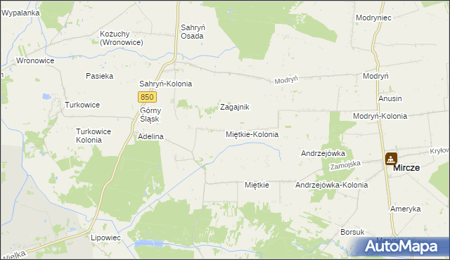 mapa Miętkie-Kolonia, Miętkie-Kolonia na mapie Targeo