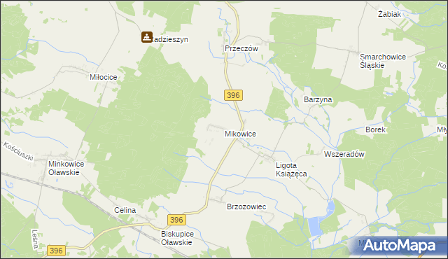 mapa Mikowice gmina Namysłów, Mikowice gmina Namysłów na mapie Targeo