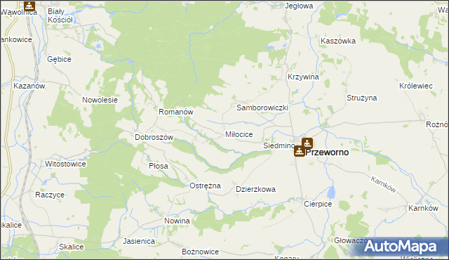 mapa Miłocice gmina Przeworno, Miłocice gmina Przeworno na mapie Targeo