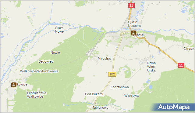 mapa Mirosław gmina Ujście, Mirosław gmina Ujście na mapie Targeo