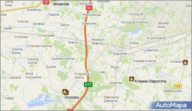 mapa Młodocin Mniejszy, Młodocin Mniejszy na mapie Targeo