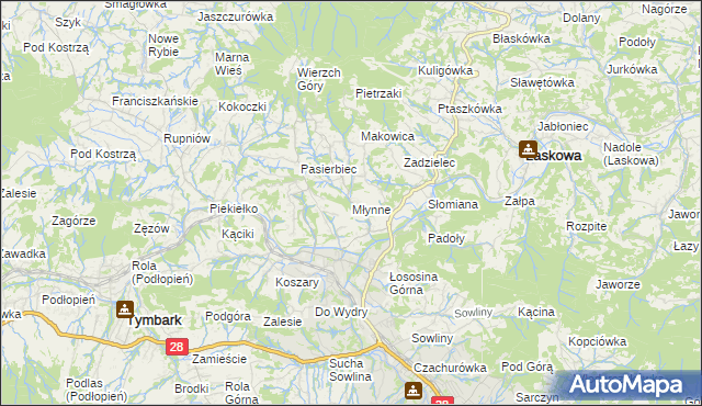 mapa Młynne, Młynne na mapie Targeo