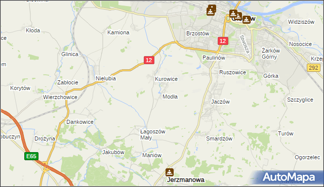 mapa Modła gmina Jerzmanowa, Modła gmina Jerzmanowa na mapie Targeo