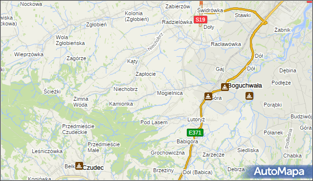 mapa Mogielnica gmina Boguchwała, Mogielnica gmina Boguchwała na mapie Targeo