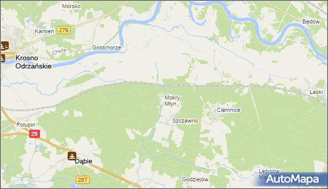 mapa Mokry Młyn, Mokry Młyn na mapie Targeo