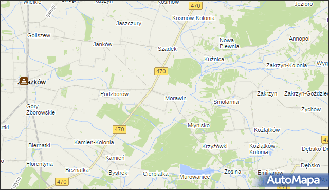 mapa Morawin gmina Ceków-Kolonia, Morawin gmina Ceków-Kolonia na mapie Targeo