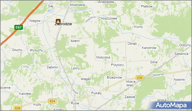 mapa Mościska gmina Zabrodzie, Mościska gmina Zabrodzie na mapie Targeo