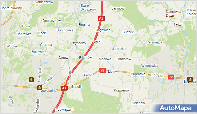 mapa Moskwa gmina Nowosolna, Moskwa gmina Nowosolna na mapie Targeo