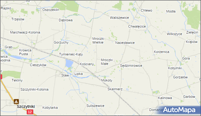 mapa Mroczki Małe gmina Błaszki, Mroczki Małe gmina Błaszki na mapie Targeo