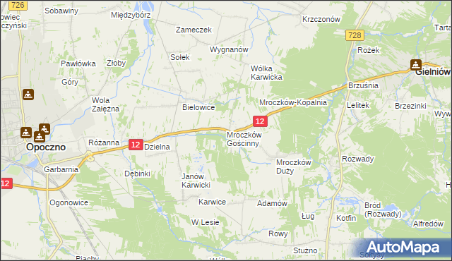 mapa Mroczków Gościnny, Mroczków Gościnny na mapie Targeo