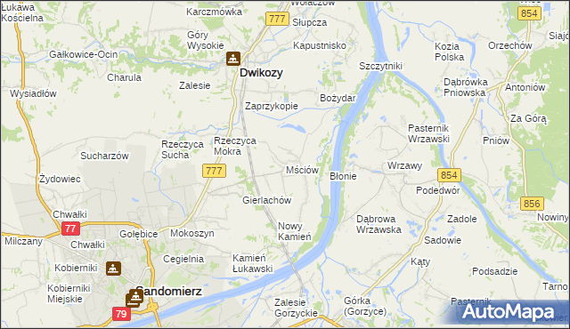 mapa Mściów, Mściów na mapie Targeo