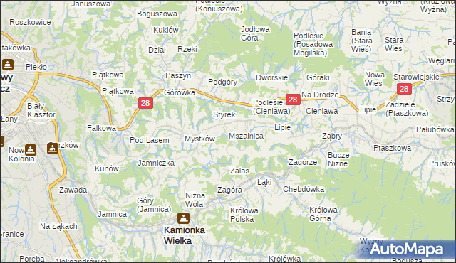 mapa Mszalnica, Mszalnica na mapie Targeo