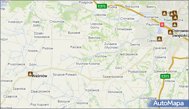 mapa Mychów, Mychów na mapie Targeo