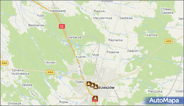 mapa Myje, Myje na mapie Targeo