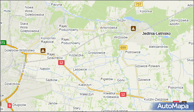 mapa Myśliszewice, Myśliszewice na mapie Targeo