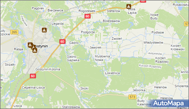 mapa Mysłownia Nowa, Mysłownia Nowa na mapie Targeo