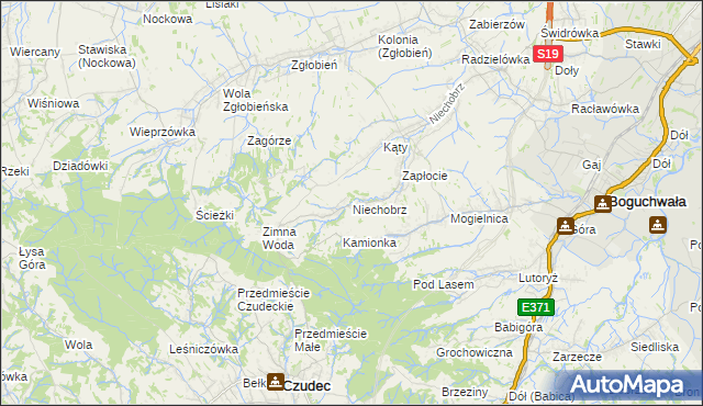 mapa Niechobrz, Niechobrz na mapie Targeo