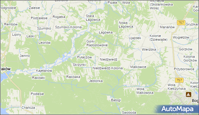 mapa Niedźwiedź gmina Bogoria, Niedźwiedź gmina Bogoria na mapie Targeo