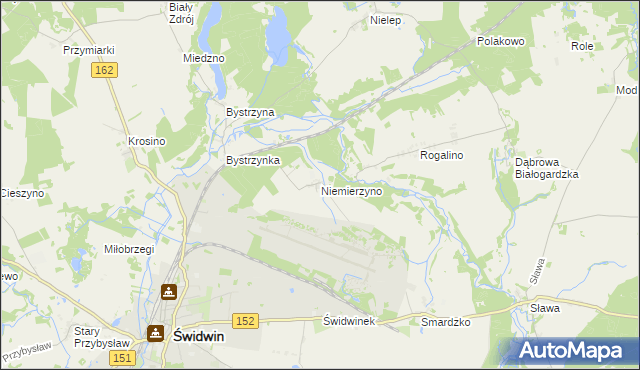 mapa Niemierzyno gmina Świdwin, Niemierzyno gmina Świdwin na mapie Targeo