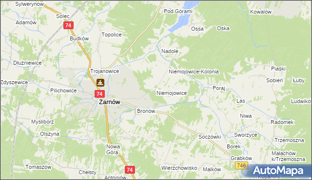 mapa Niemojowice, Niemojowice na mapie Targeo