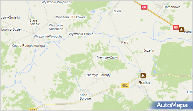 mapa Niemyje-Ząbki, Niemyje-Ząbki na mapie Targeo