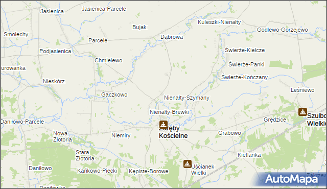 mapa Nienałty-Szymany, Nienałty-Szymany na mapie Targeo