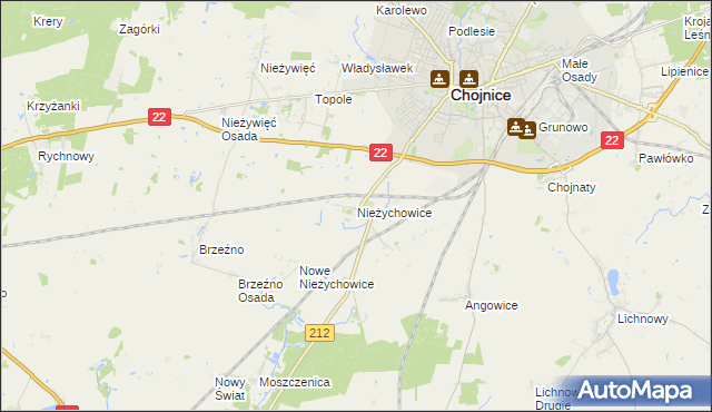 mapa Nieżychowice, Nieżychowice na mapie Targeo