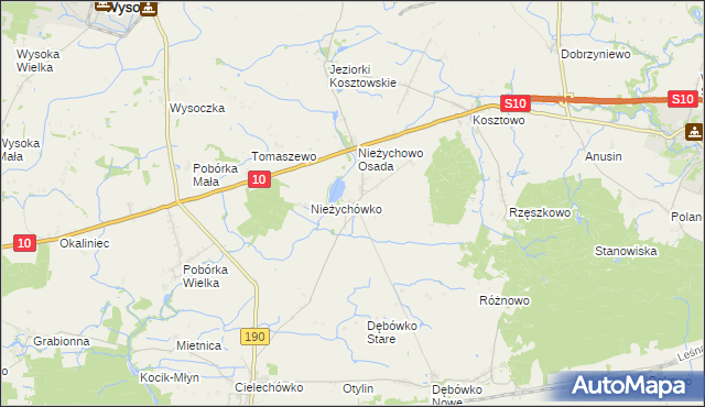 mapa Nieżychowo, Nieżychowo na mapie Targeo