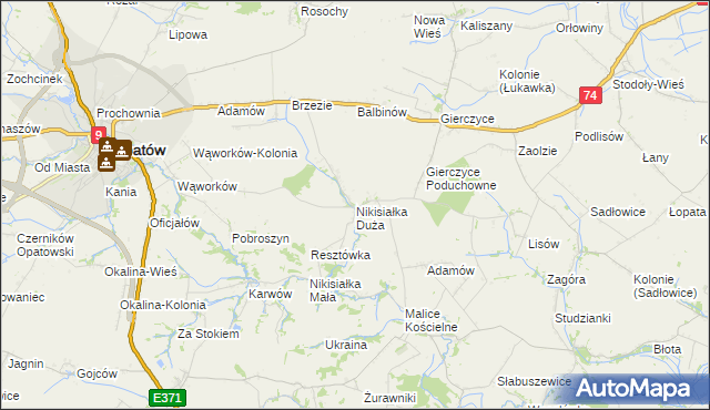 mapa Nikisiałka Duża, Nikisiałka Duża na mapie Targeo