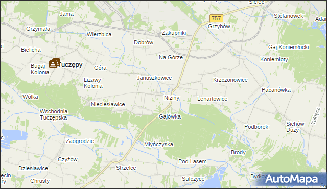 mapa Niziny gmina Tuczępy, Niziny gmina Tuczępy na mapie Targeo