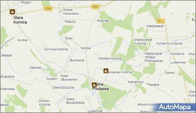 mapa Nosów-Kolonia, Nosów-Kolonia na mapie Targeo