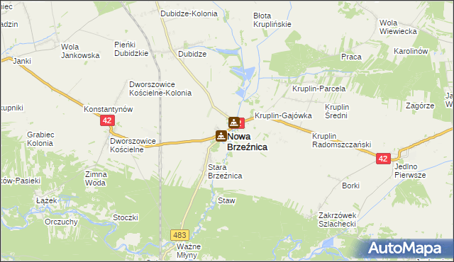 mapa Nowa Brzeźnica, Nowa Brzeźnica na mapie Targeo