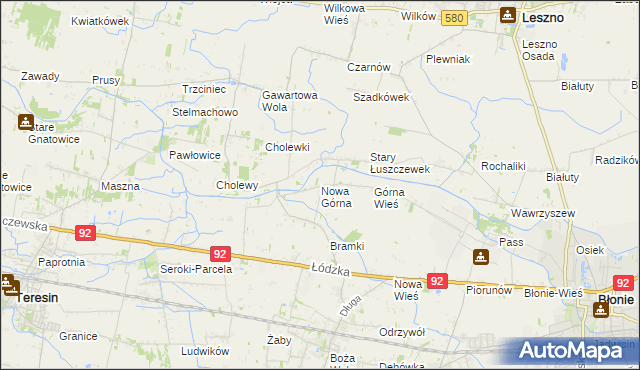 mapa Nowa Górna, Nowa Górna na mapie Targeo