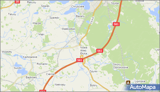 mapa Nowa Wieś Ełcka, Nowa Wieś Ełcka na mapie Targeo