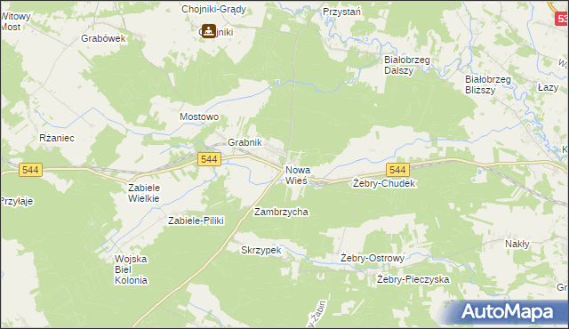 mapa Nowa Wieś gmina Olszewo-Borki, Nowa Wieś gmina Olszewo-Borki na mapie Targeo