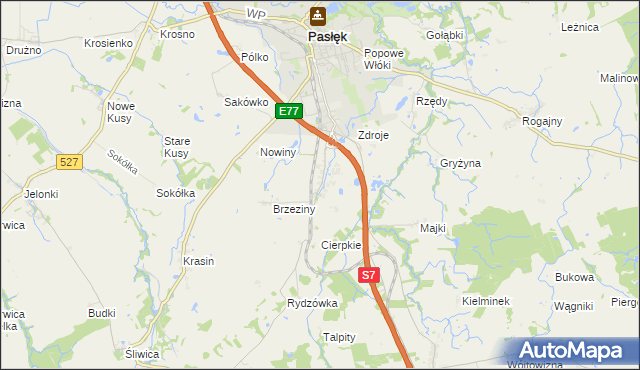 mapa Nowa Wieś gmina Pasłęk, Nowa Wieś gmina Pasłęk na mapie Targeo