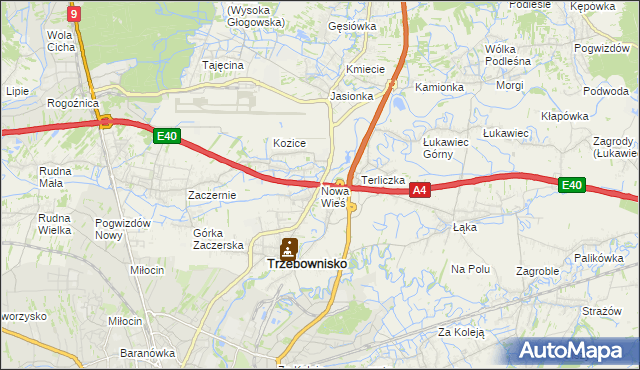 mapa Nowa Wieś gmina Trzebownisko, Nowa Wieś gmina Trzebownisko na mapie Targeo