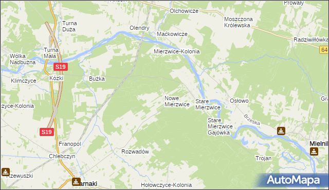 mapa Nowe Mierzwice, Nowe Mierzwice na mapie Targeo