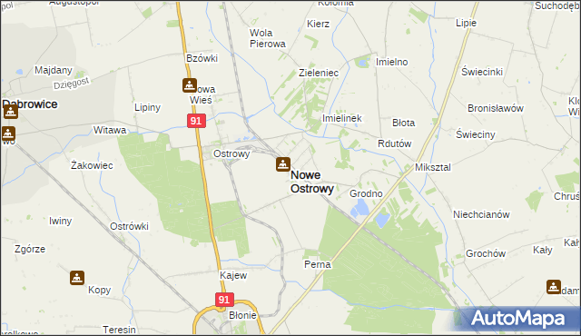 mapa Nowe Ostrowy, Nowe Ostrowy na mapie Targeo
