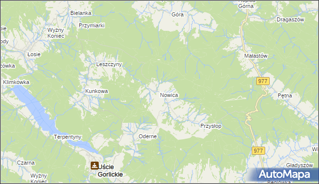 mapa Nowica gmina Uście Gorlickie, Nowica gmina Uście Gorlickie na mapie Targeo