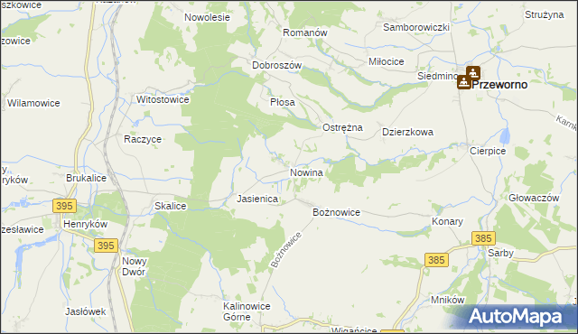 mapa Nowina gmina Ziębice, Nowina gmina Ziębice na mapie Targeo