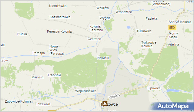 mapa Nowinki gmina Tyszowce, Nowinki gmina Tyszowce na mapie Targeo