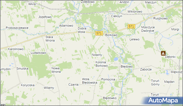 mapa Nowiny gmina Nasielsk, Nowiny gmina Nasielsk na mapie Targeo
