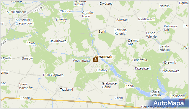 mapa Nowodwór powiat rycki, Nowodwór powiat rycki na mapie Targeo